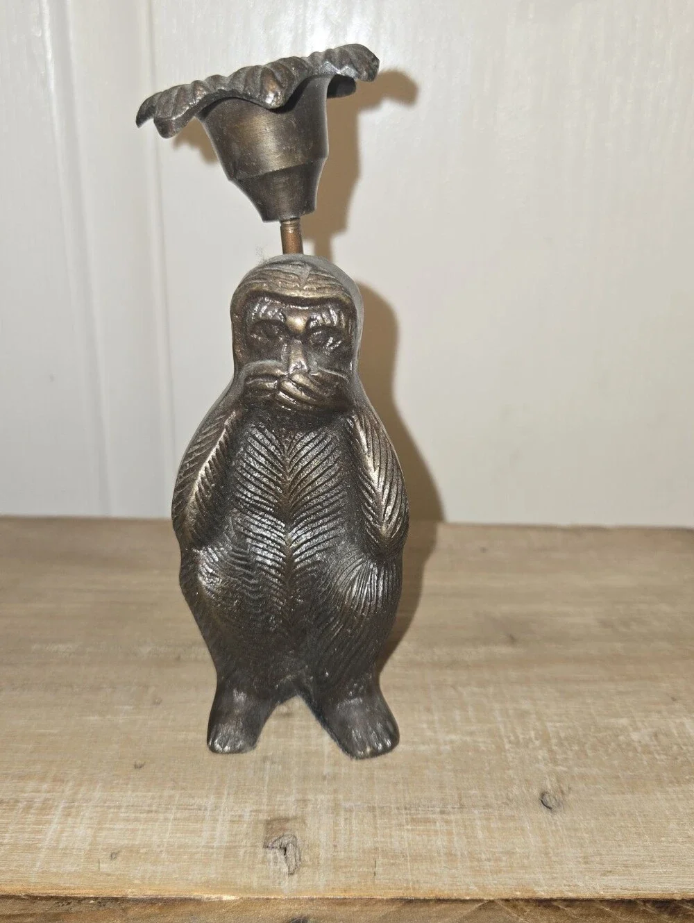 Set of 3 Black Monkey Candle Holders - Decorative Home Accent
